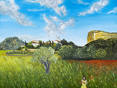 "Printemps à Valflaunès" oil on canvas  L=100cm H=80cm